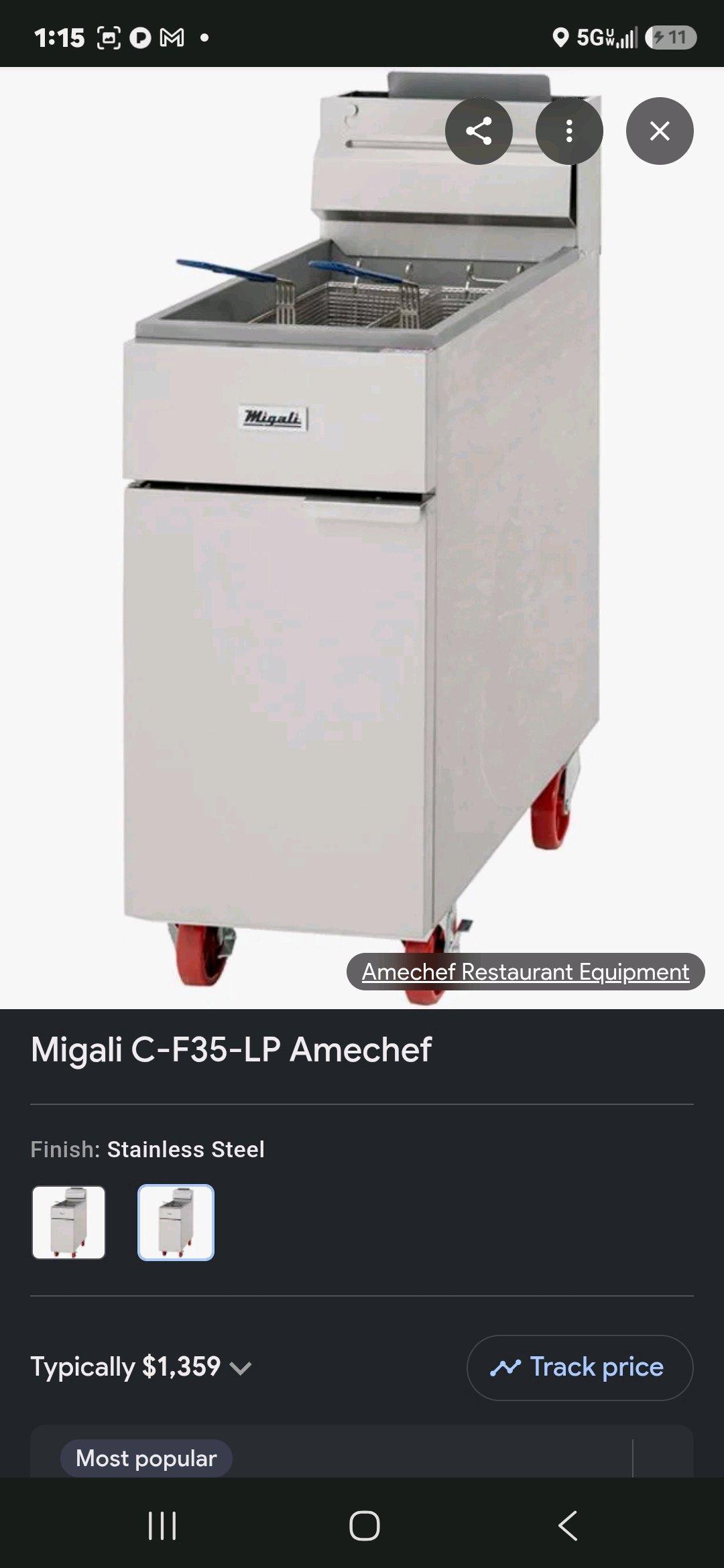 migali restaraunt  stainless deep fryer