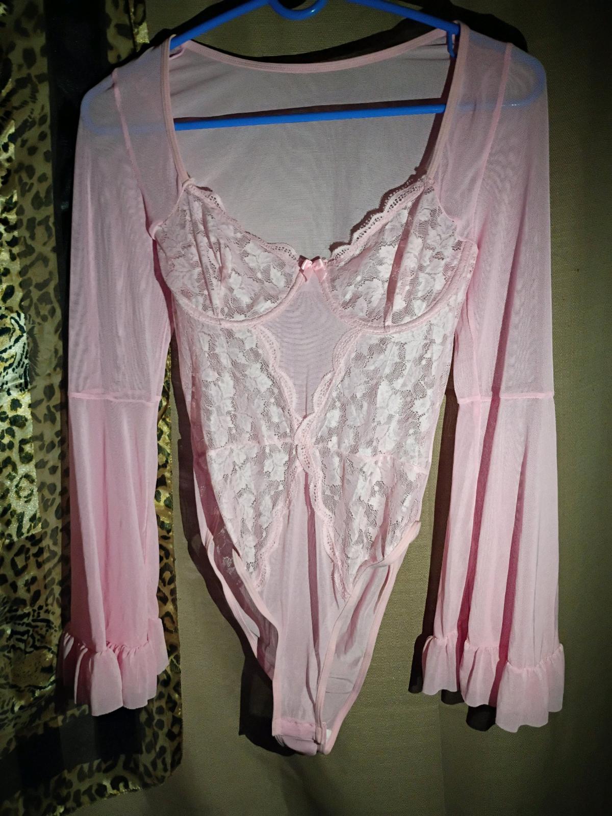 A Sweet Sexy Womans New Light Pink Bodysuit Lingerie Outfit