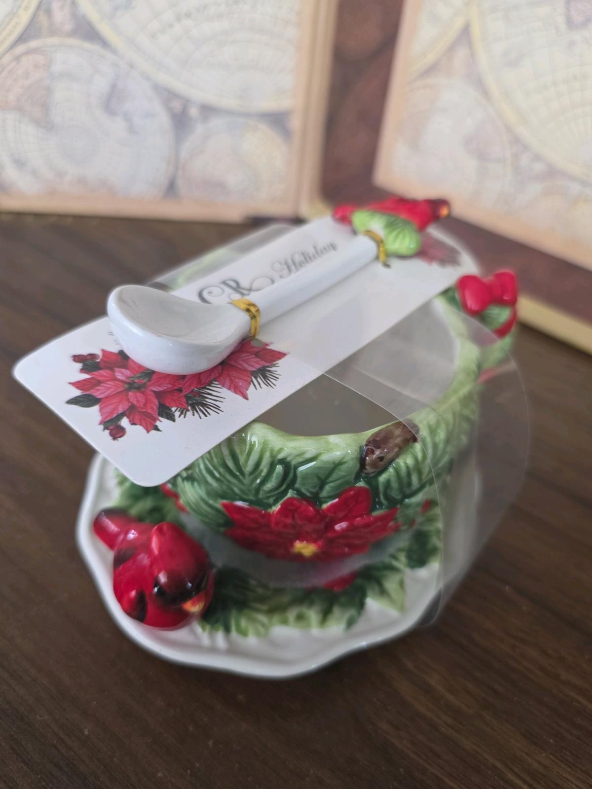 Corner Ruby cardinal teacup  saucer with a spoon new 3 x 45