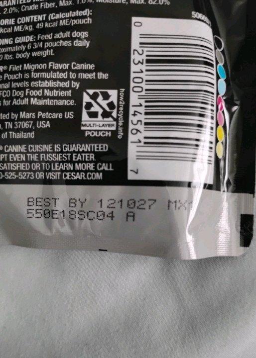 Caesar wet dog food in pouches