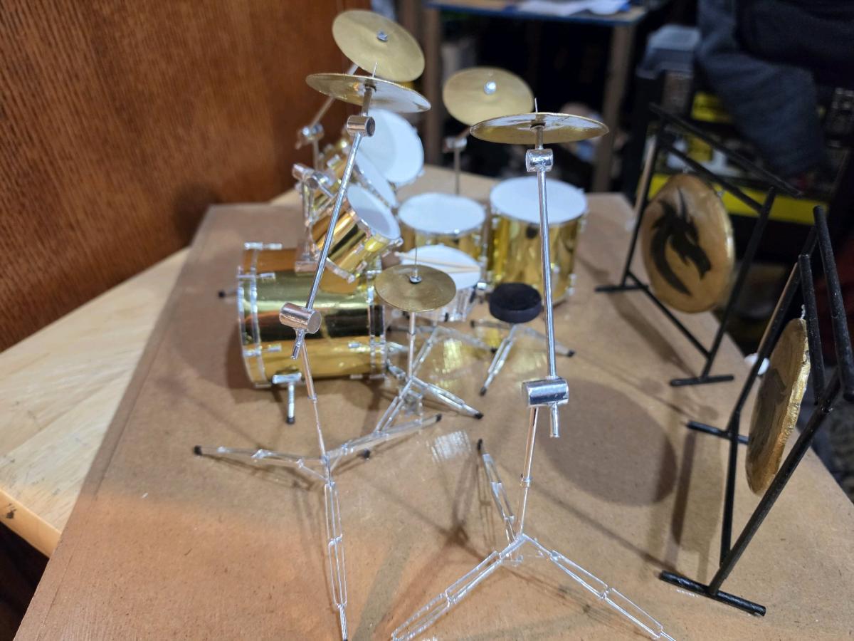 Miniature model drum set handmade