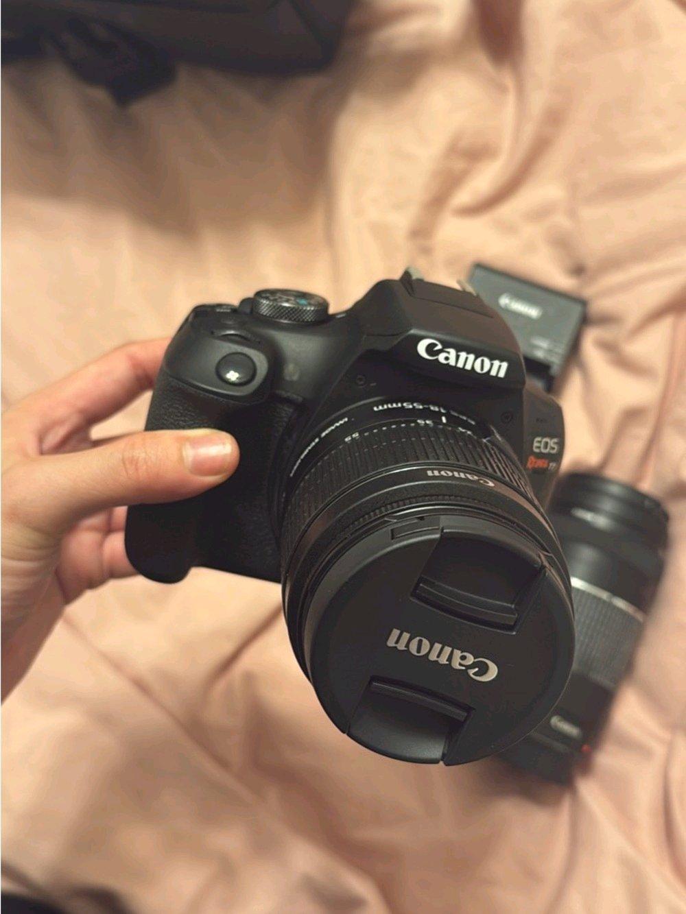Canon EOS Rebel T7 Black DSLR Camera with Battery Charger an