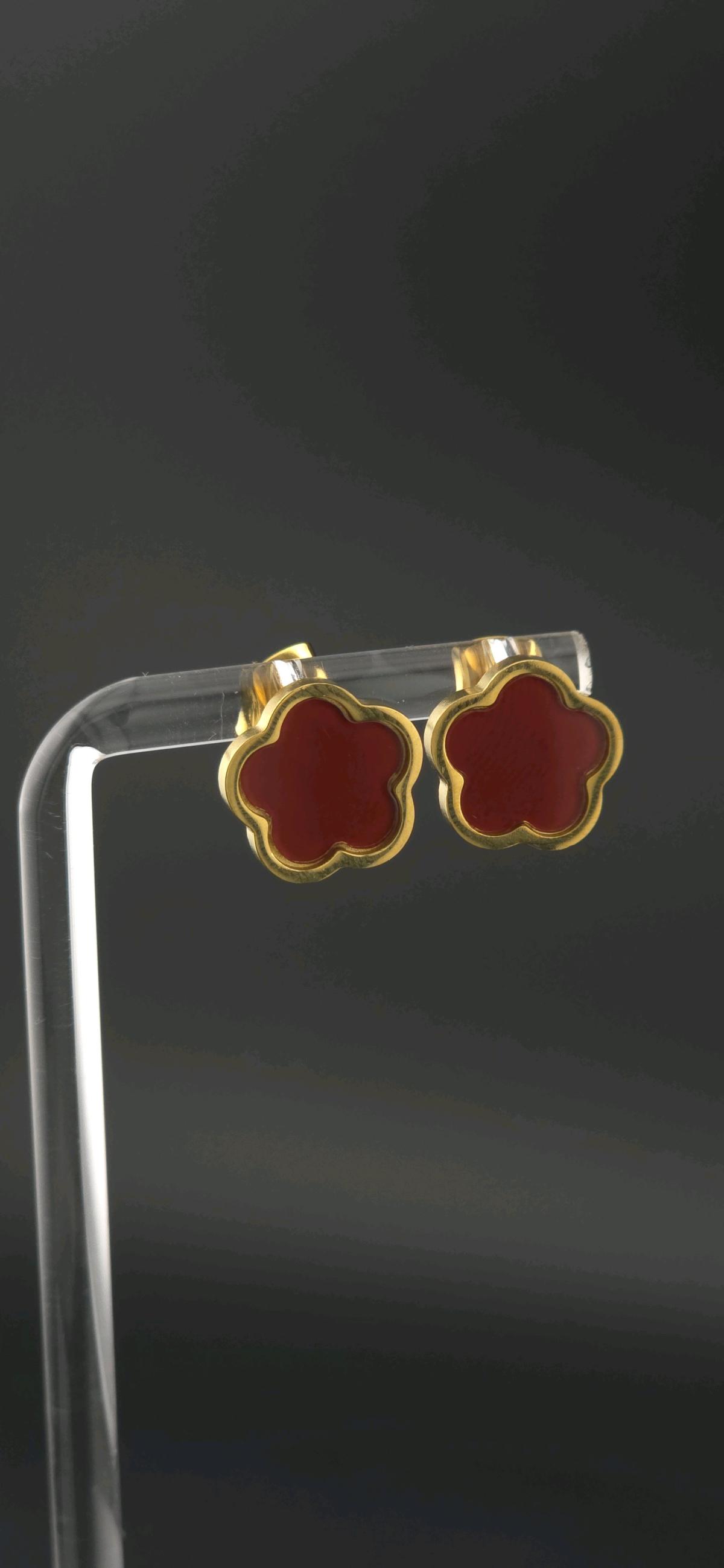 clover earrings stainless steel and 18 k gold plated