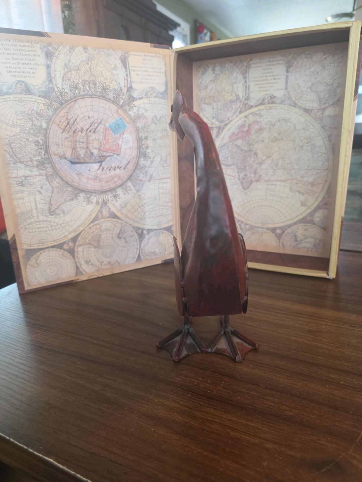 Vintage Metal Swan Statue 10 x 95 in pounded metal