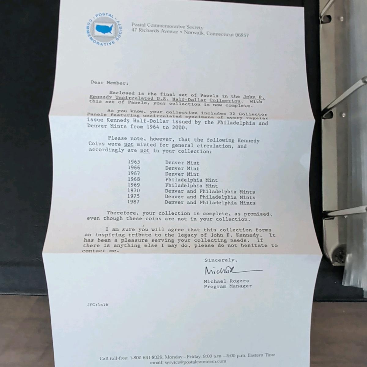 Complete Kennedy Half Dollar Collection Binder Set 19642000