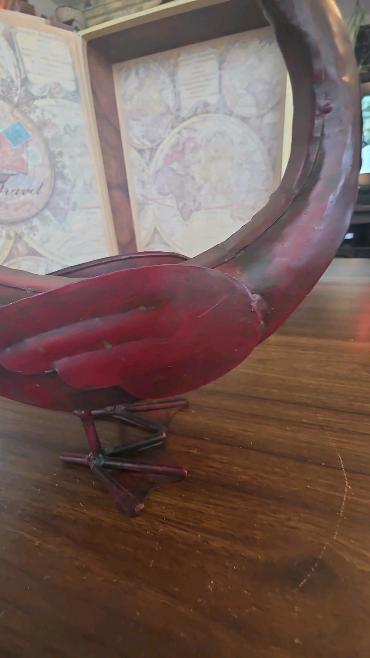 Vintage Metal Swan Statue 10 x 95 in pounded metal