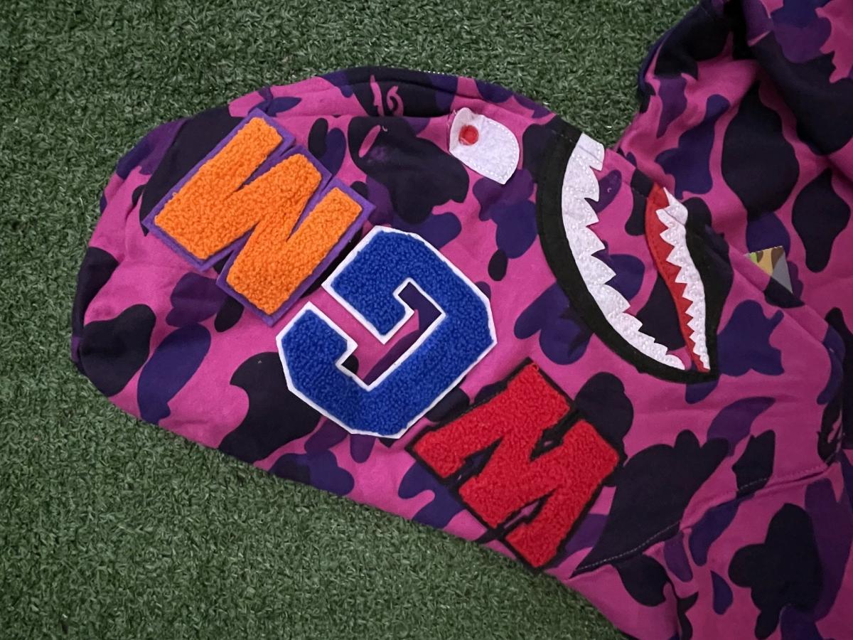 bape camo shark hoodie purple Y2K vintage streetwear pullove
