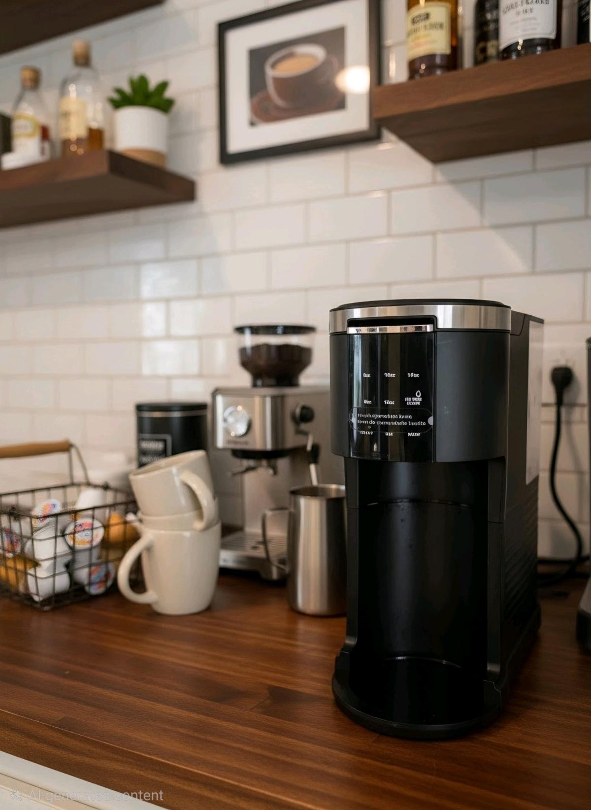 Black single serve pods and grounds coffee maker