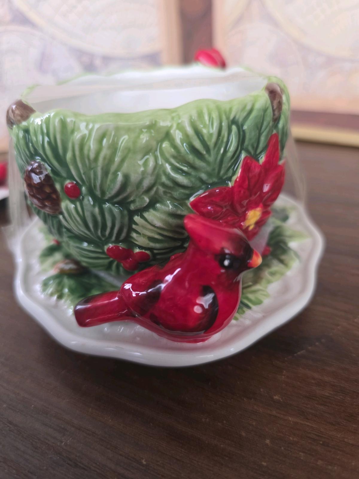 Corner Ruby cardinal teacup  saucer with a spoon new 3 x 45