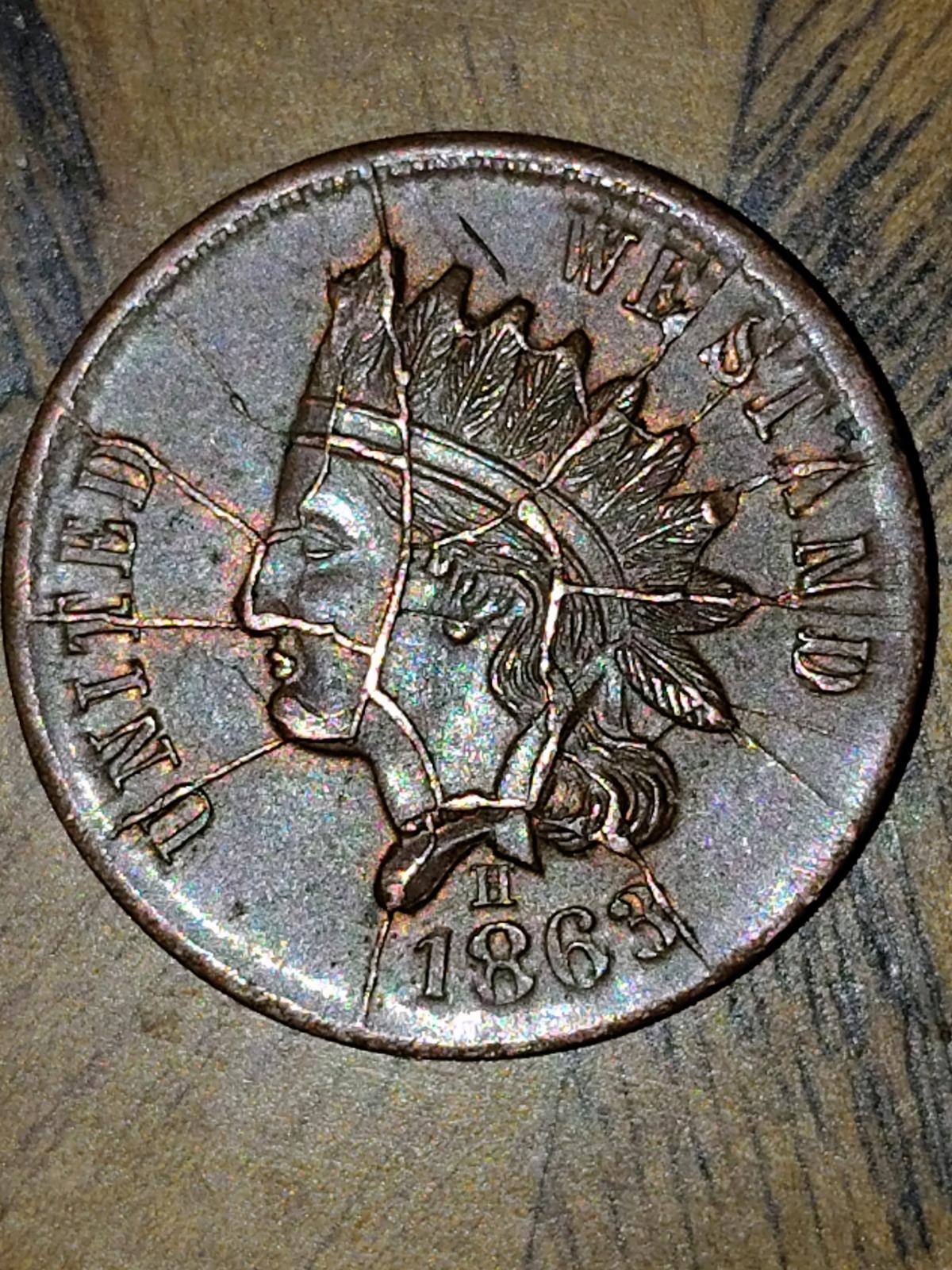 1863 civil war penny with errors
