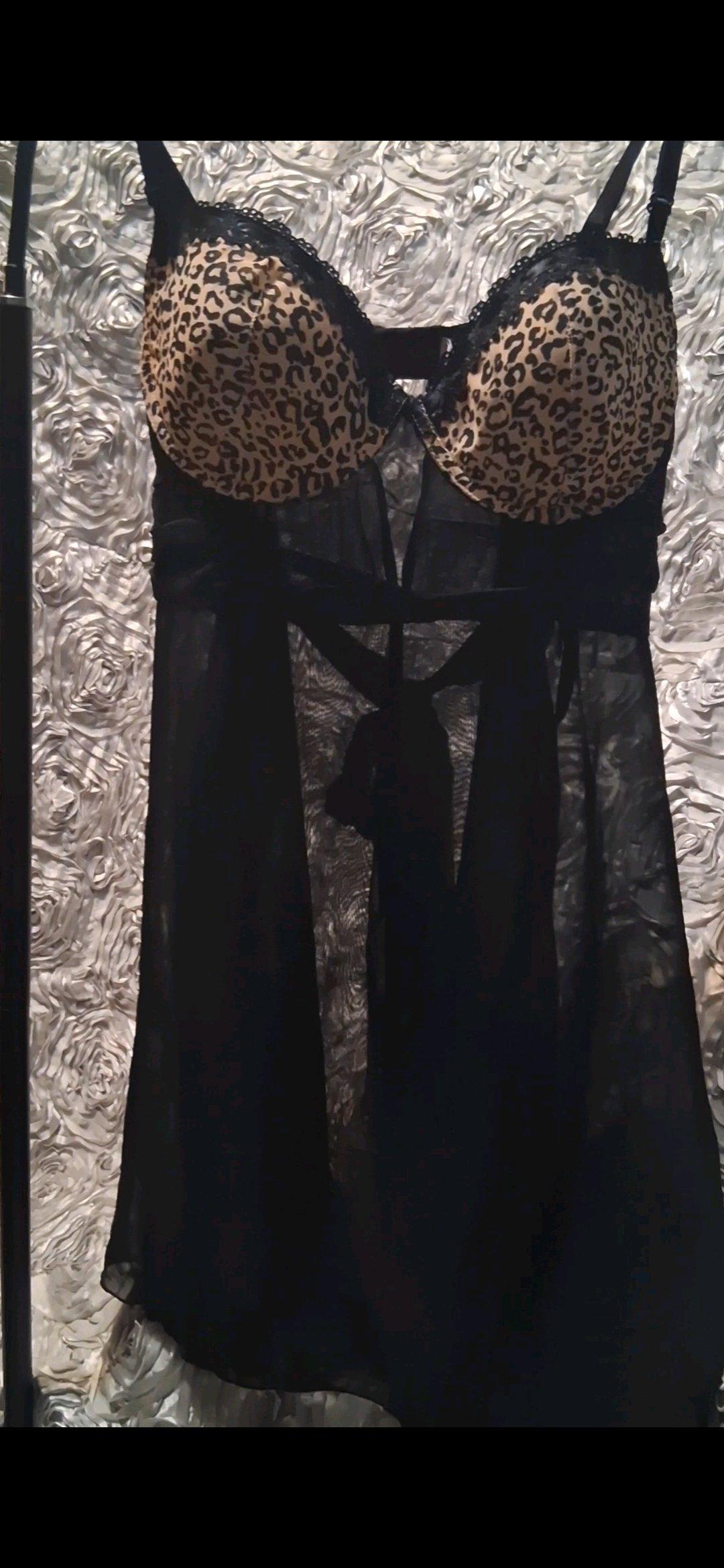 Victoria secrets sheer and cheetah print chemise