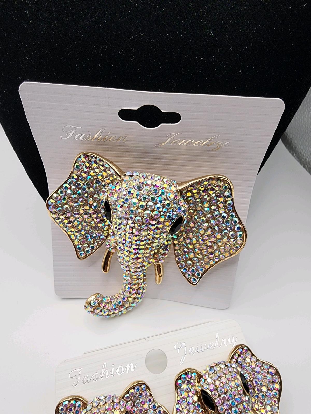 Elephant Brooch and Earrings Set