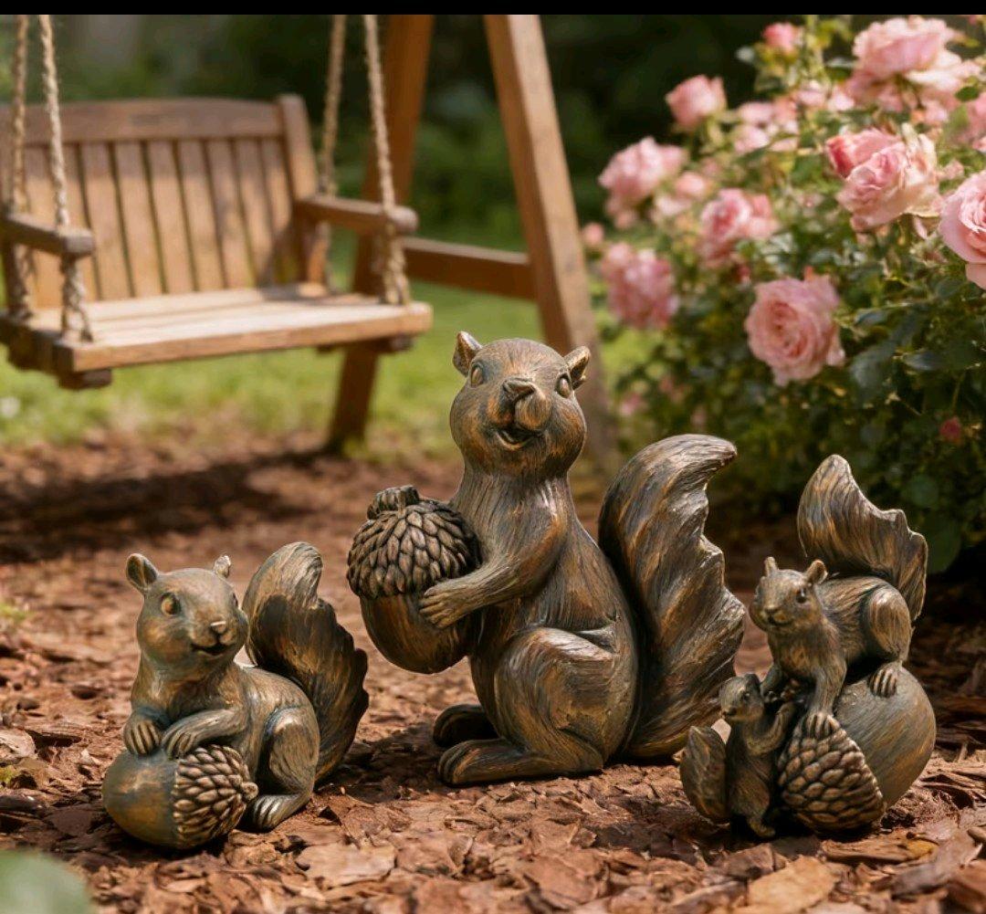 Set of Four Resin Squirrels