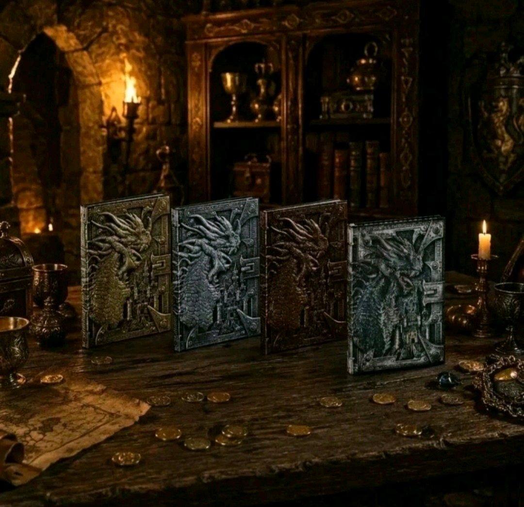 Metallic Notebook Journal Book 3D Red  Antique Bronze Silver