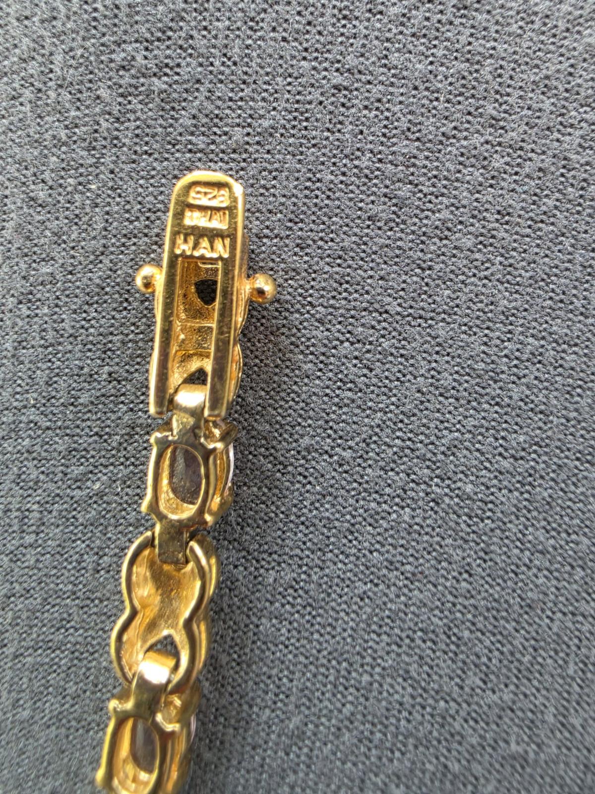 GoldPlated 925 Sterling Silver Pink Gemstone Tennis Bracelet
