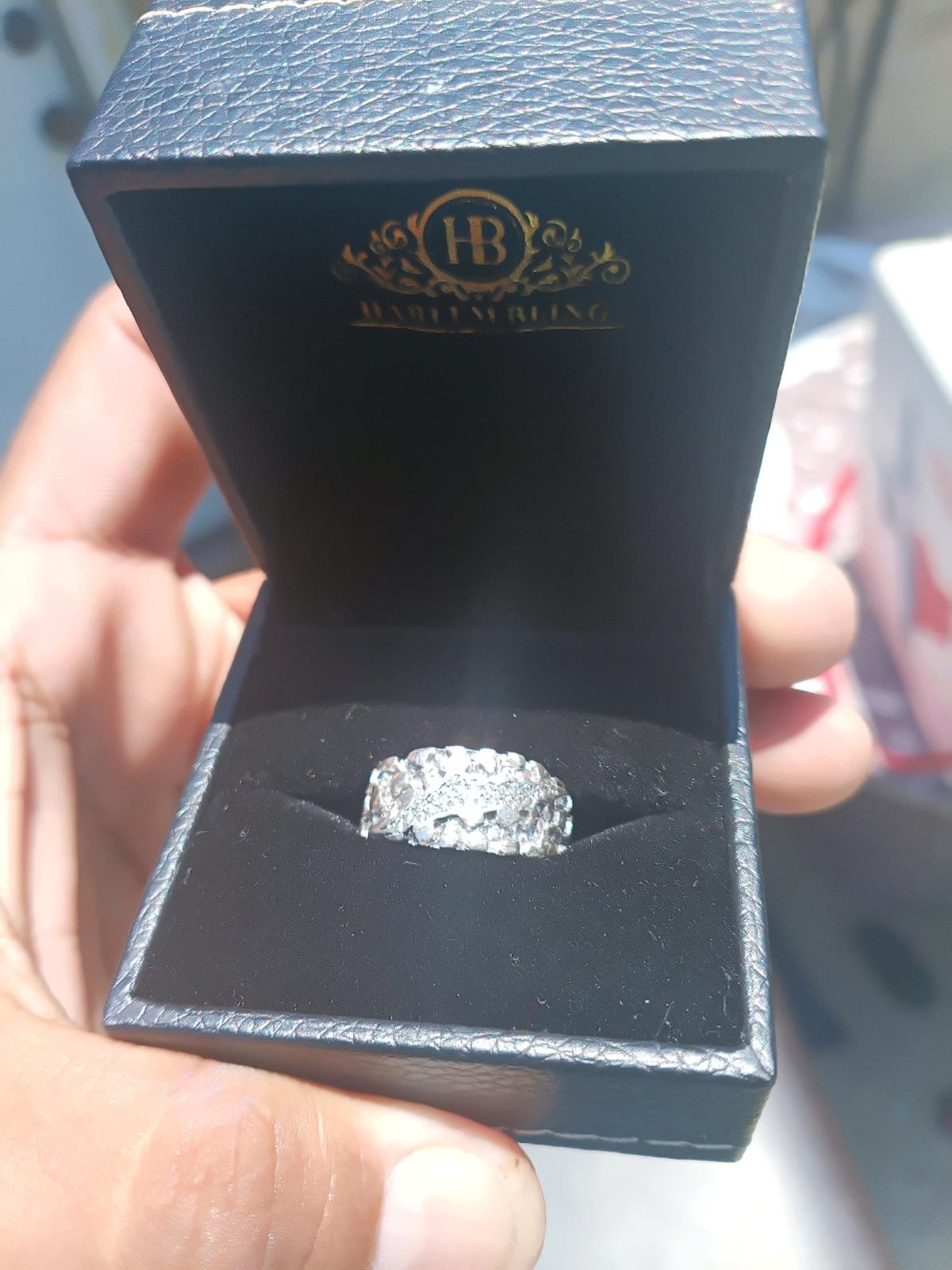 NATURAL DIAMOND sterling silver nugget ring