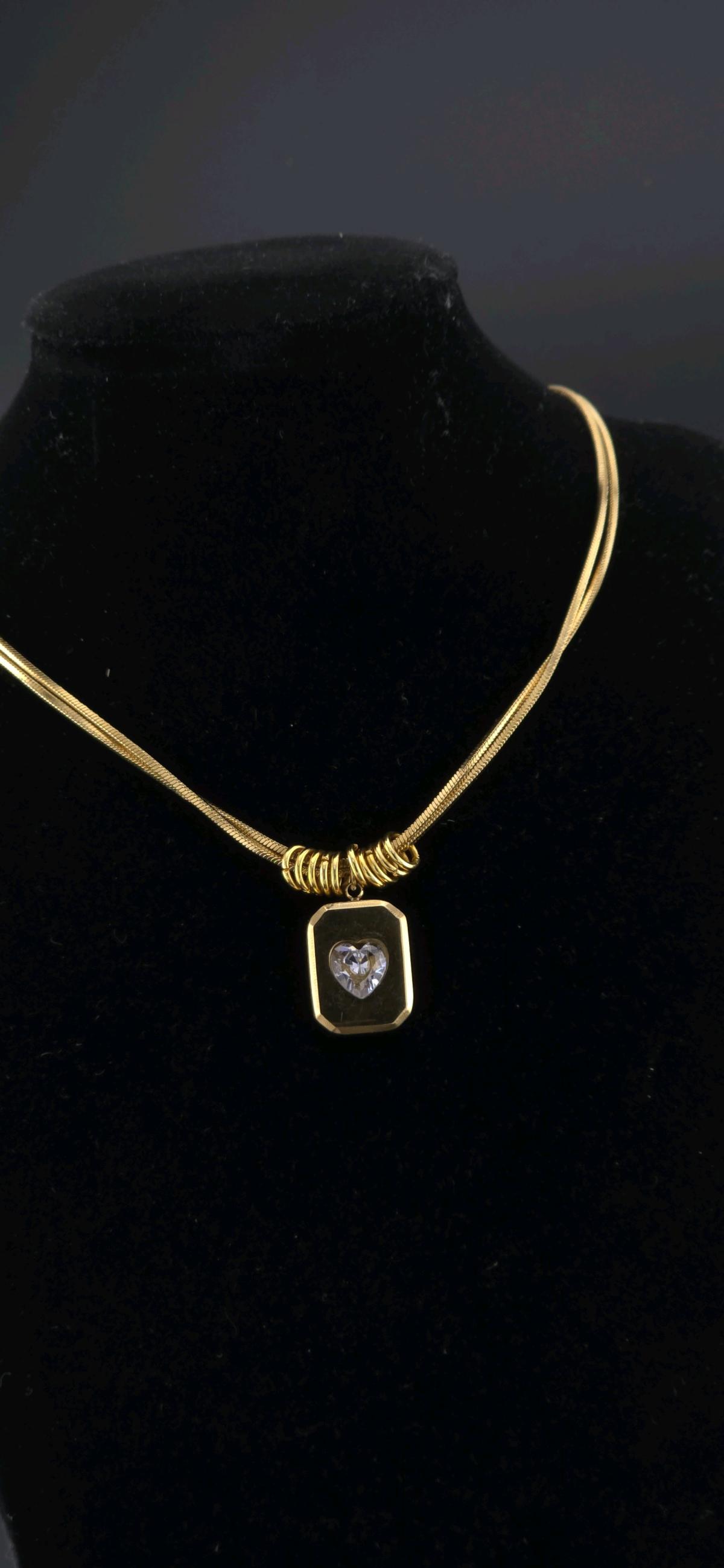 Gold heart necklace with Cz 18 k plated