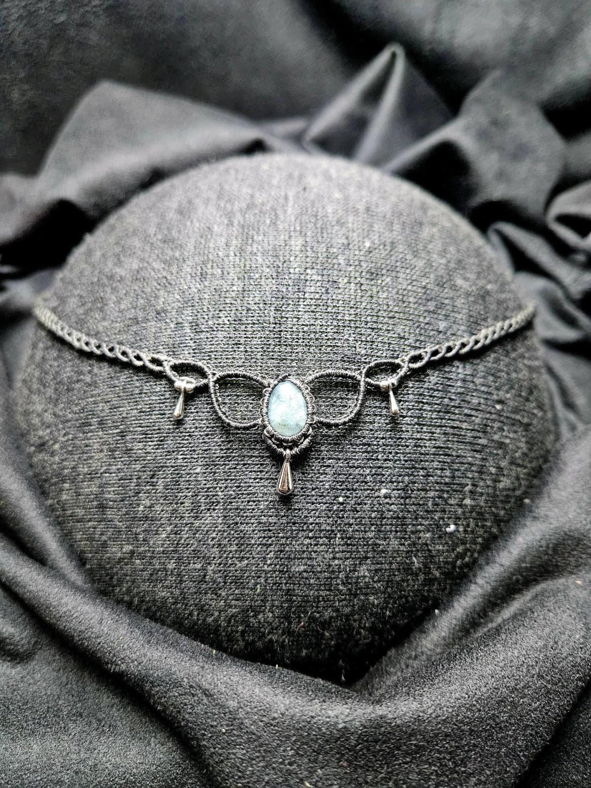 Handmade Aquamarine Macrame Necklace