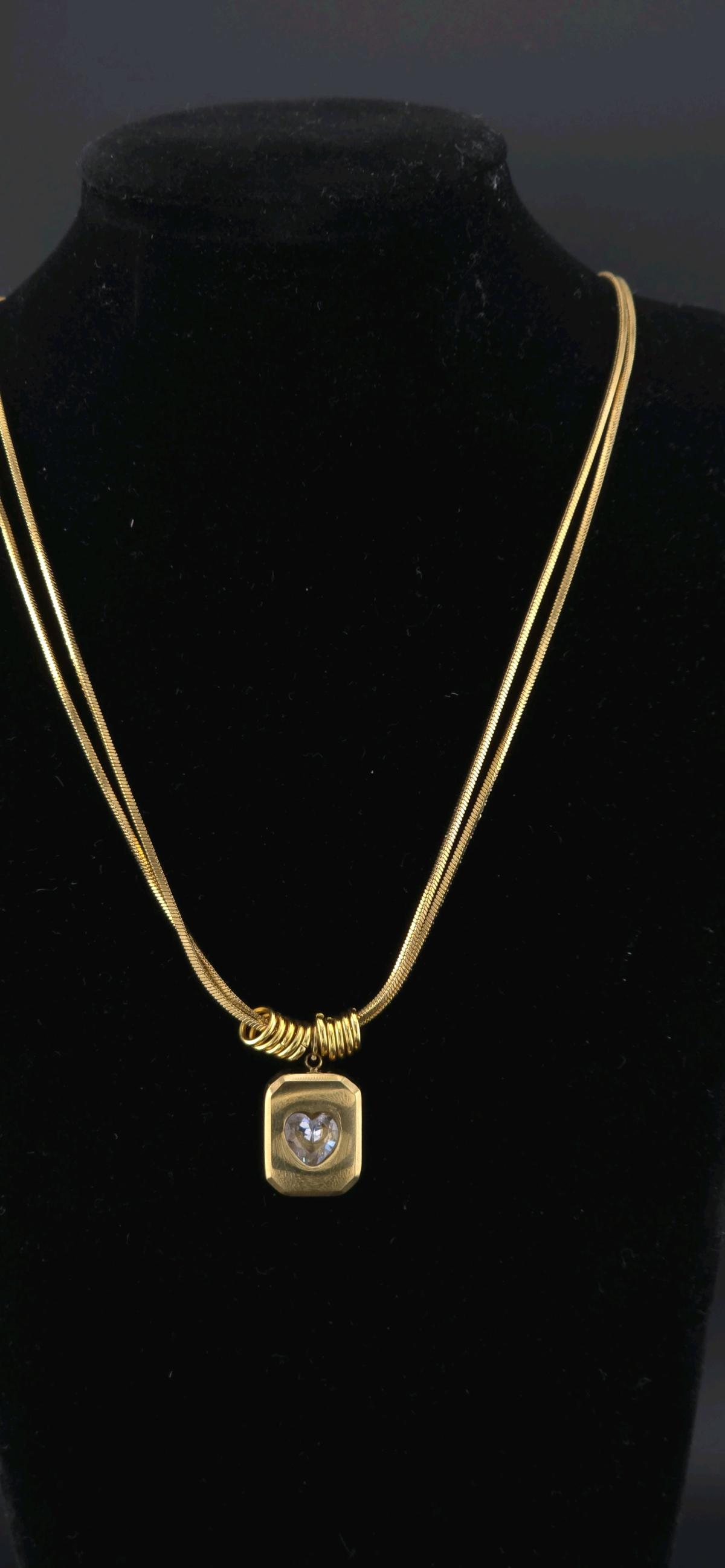 Gold heart necklace with Cz 18 k plated