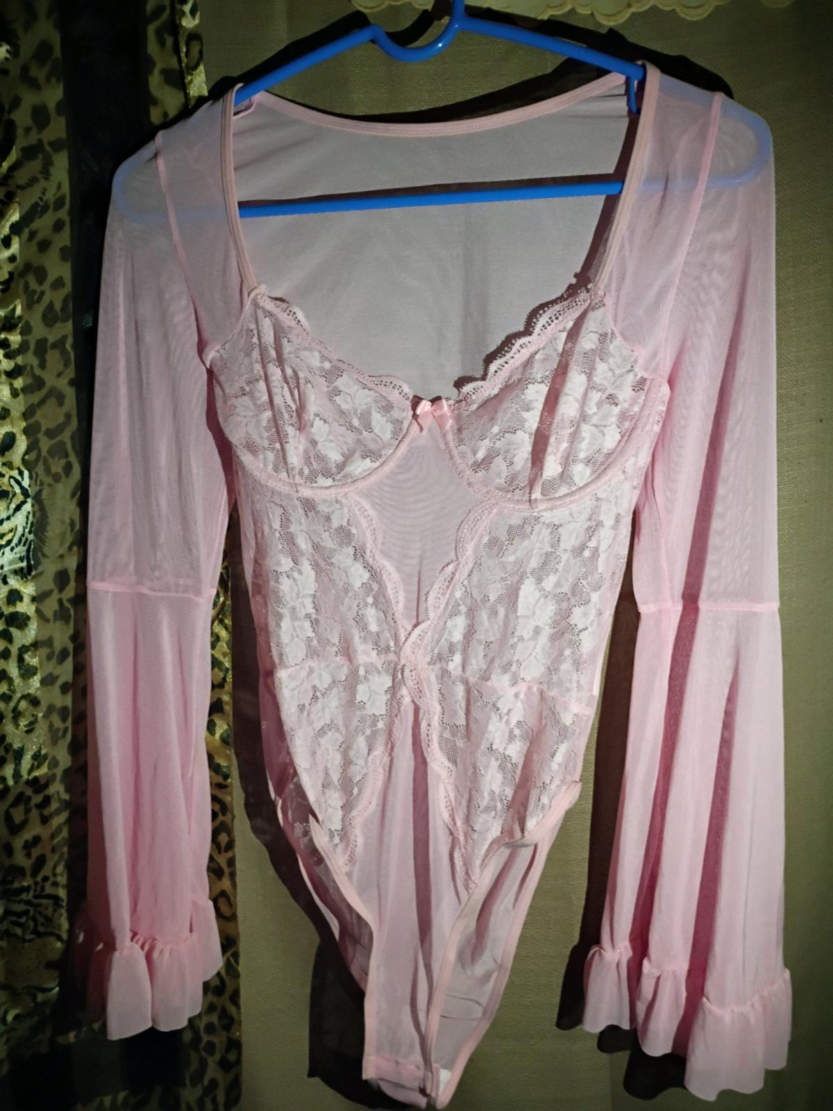 A Sweet Sexy Womans New Light Pink Bodysuit Lingerie Outfit