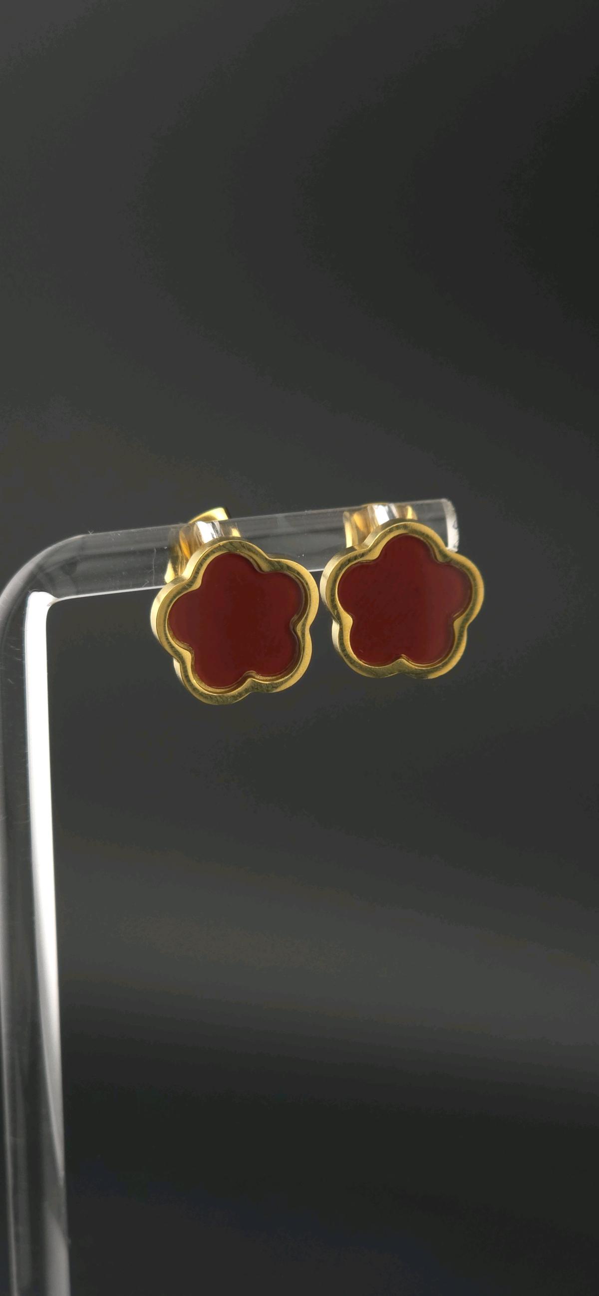 clover earrings stainless steel and 18 k gold plated