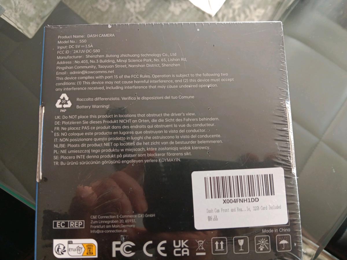 S50 25K  1080P DASH CAM FRONT AND REAR