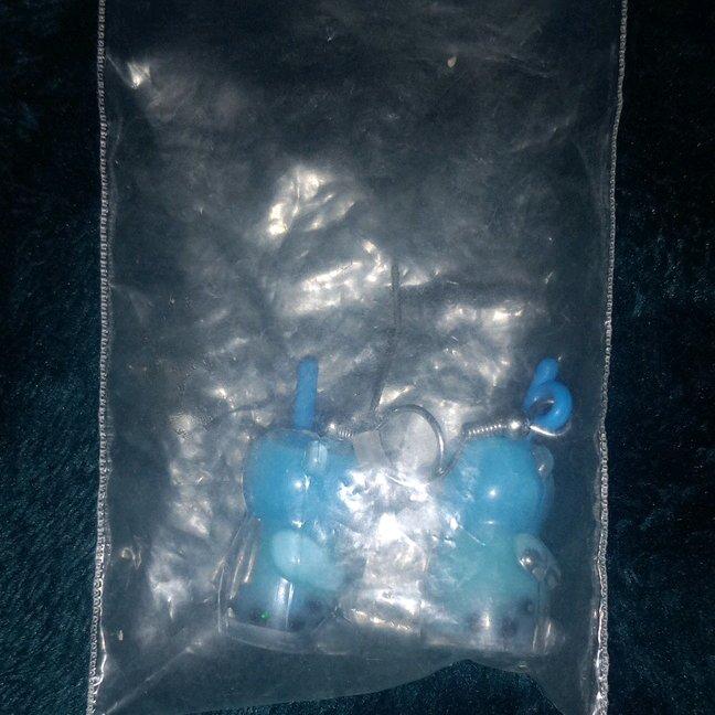 blue Boba bear earrings never worn