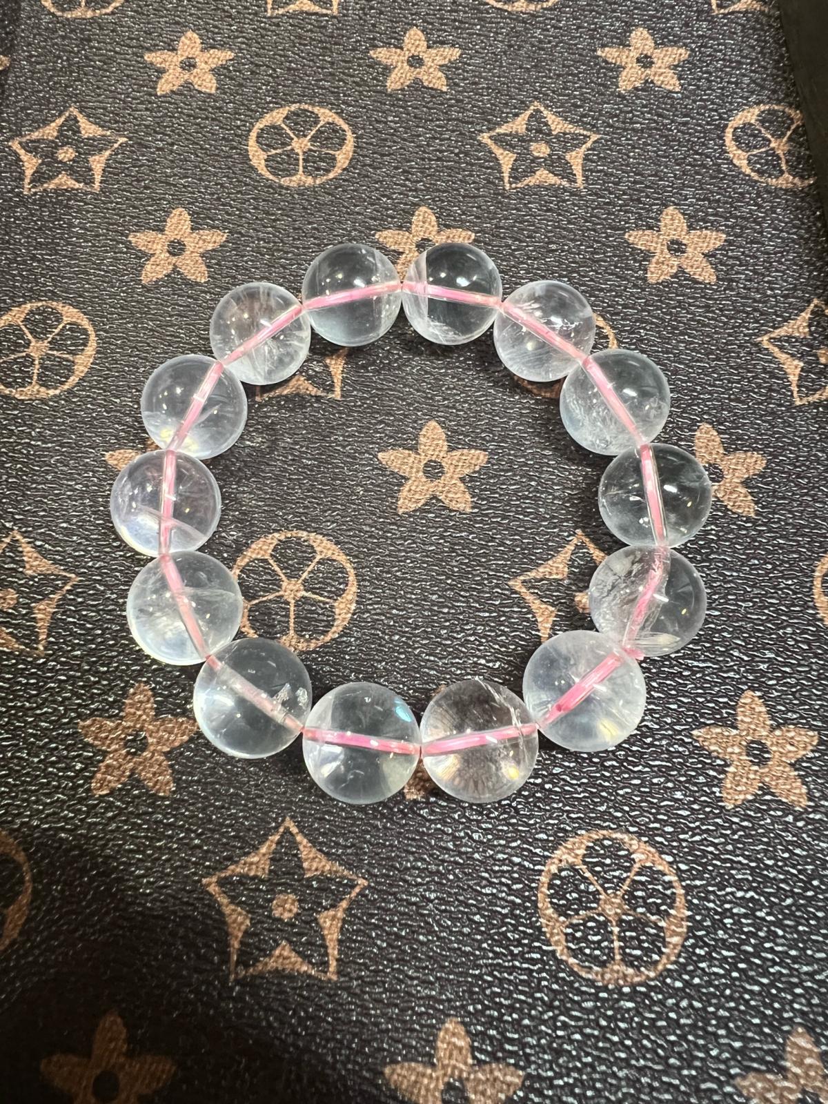 Natural SixPointed Star Rose Quartz Stretch Bracelet 18mm