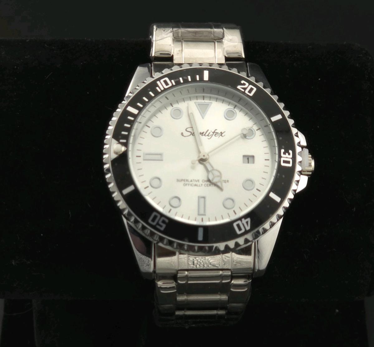 watch stainless steel silver n black for men