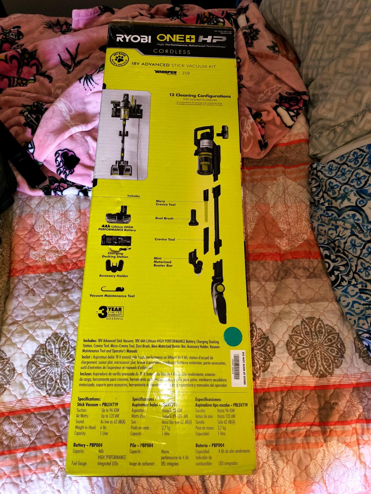 RYOBI 18V ADVANCED CORDLESS STICK VACCUUM KIT