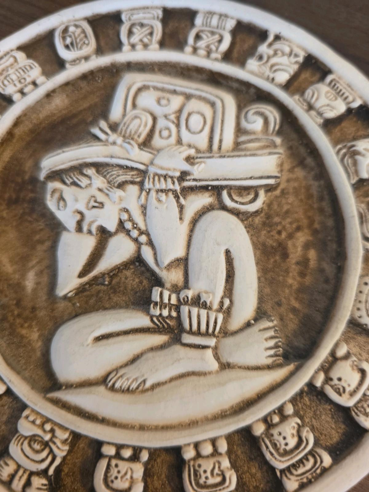 Vuntage Mayan Tzolkan Sacred Calendar  Relief Wall Plaque 55