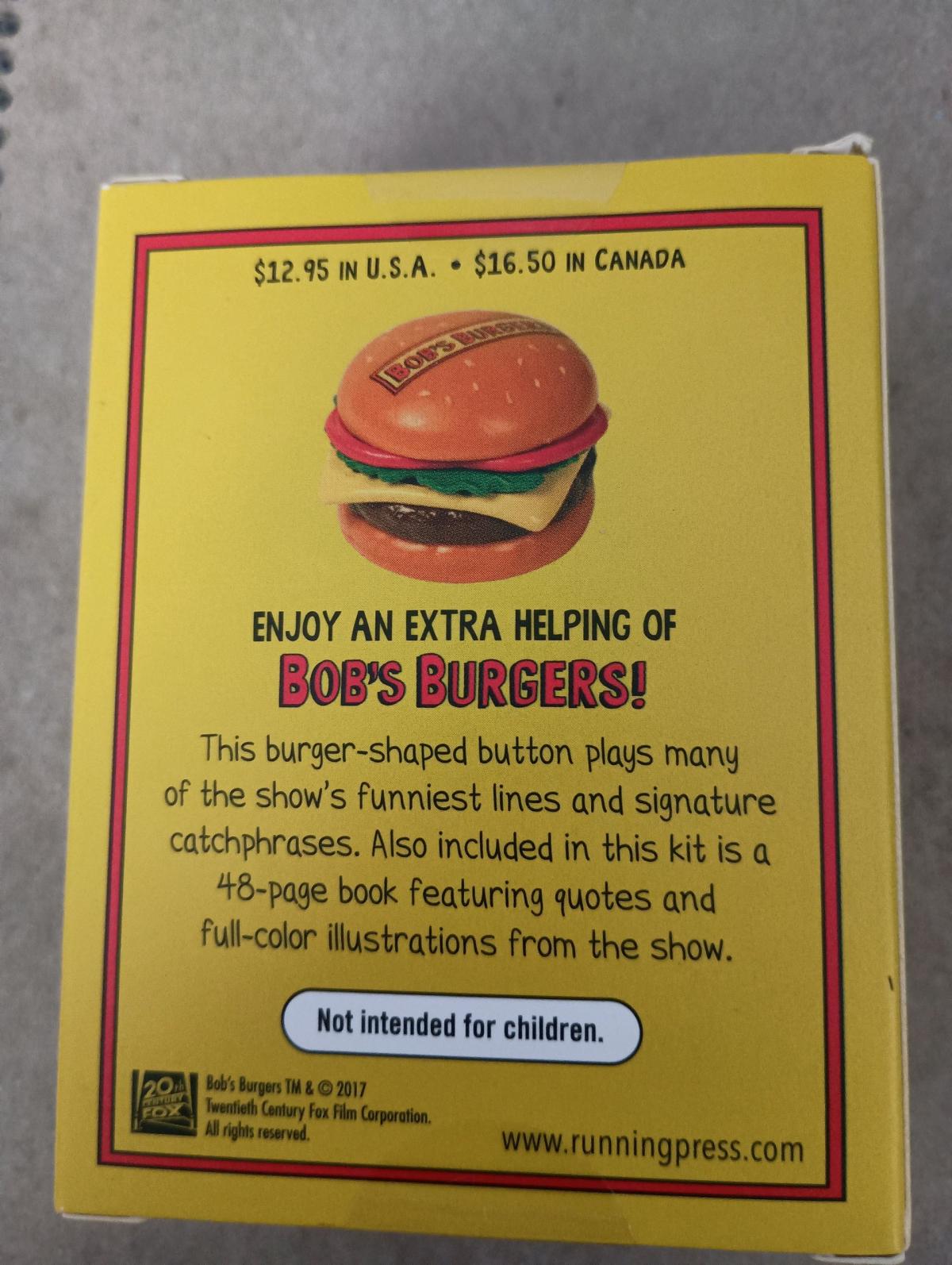 Bobs Burgers Talking Burger Button