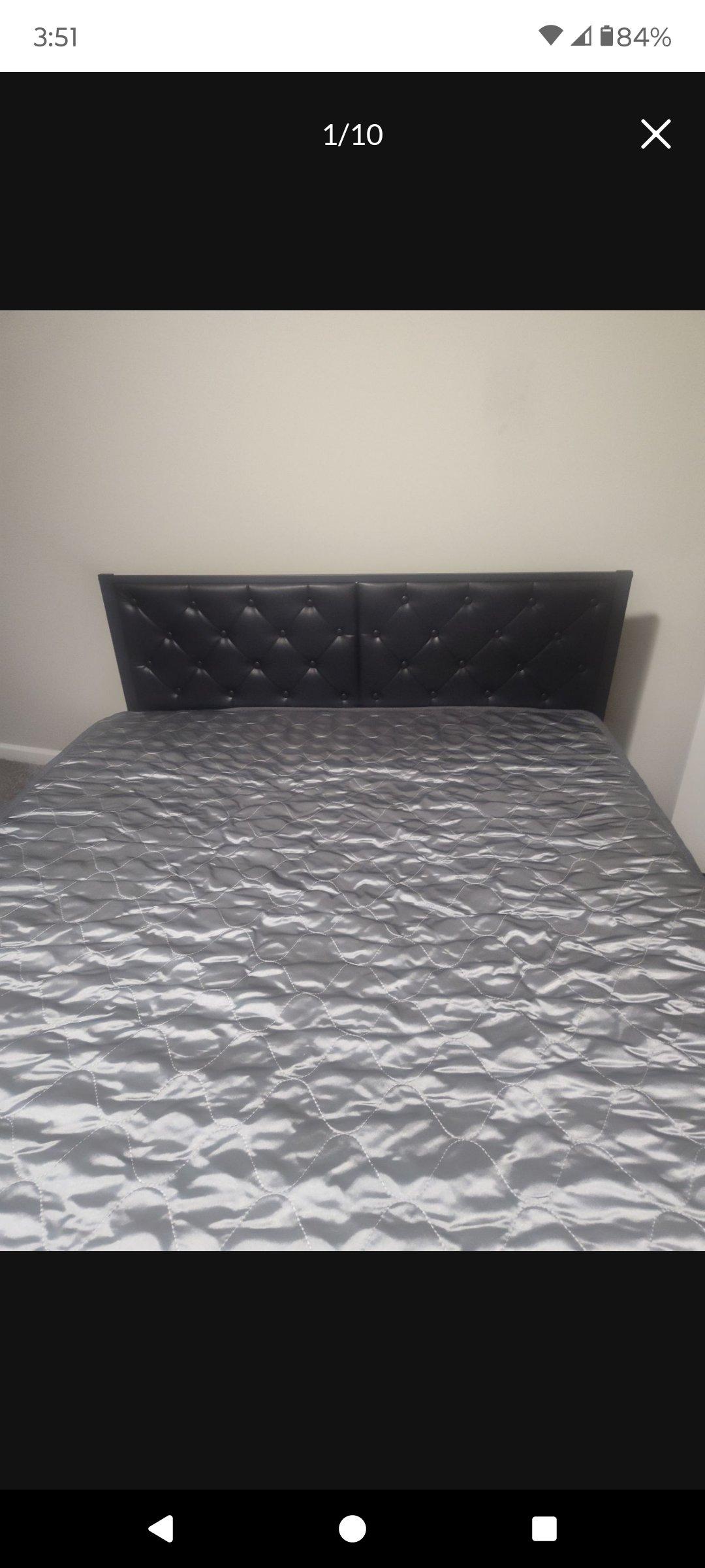 Black Queen Bed with Thick Mattress