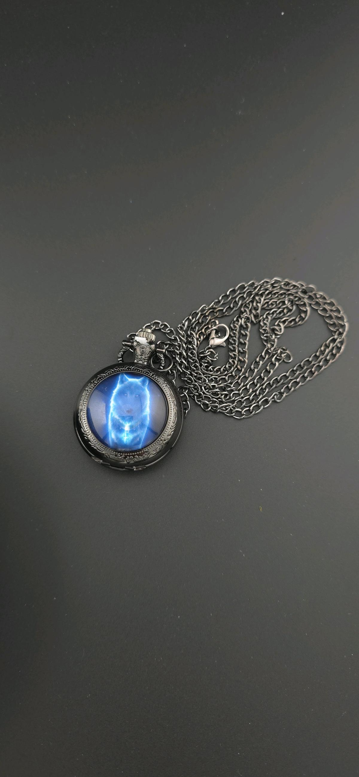 wolf pocket watch for unisex with blue shade