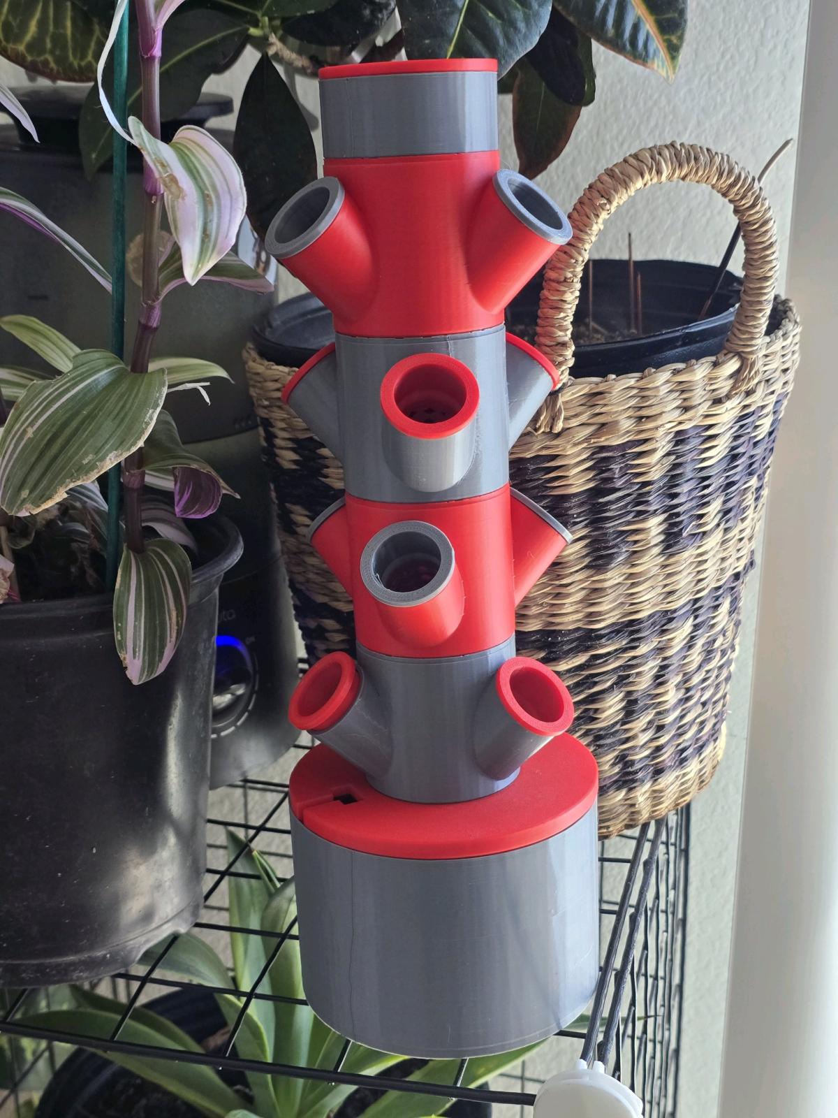 red and gray 4 tier hydroponic tower kit