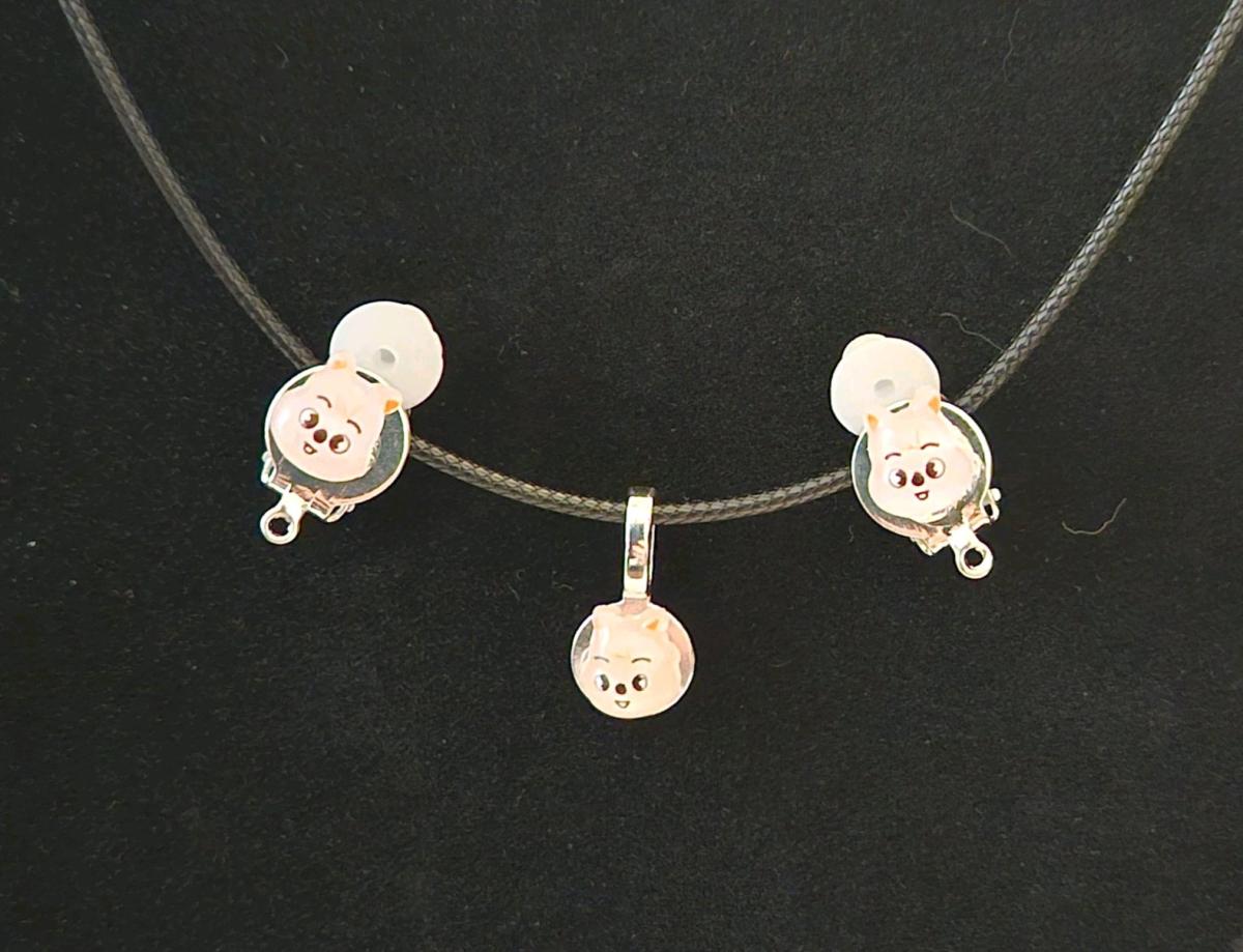 Handmade Stray Kids Han Clip on Earrings with Necklace