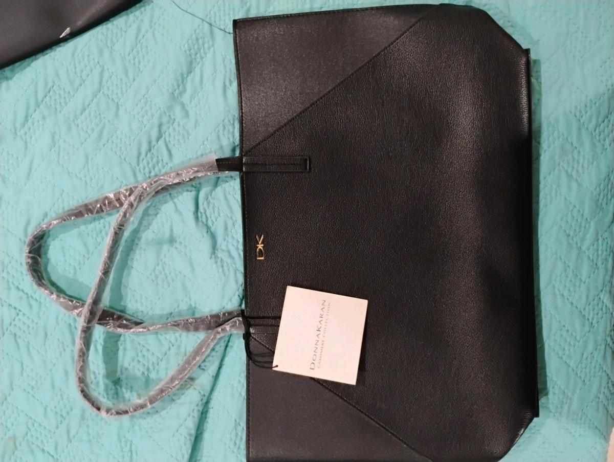 Donna Karan New York Black Pebbled Leather Tote Bag