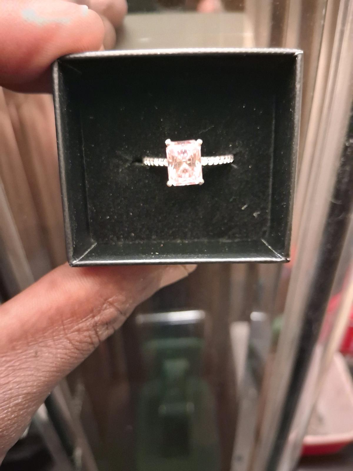 ladys pink radiant cut lab diamond engagement ring