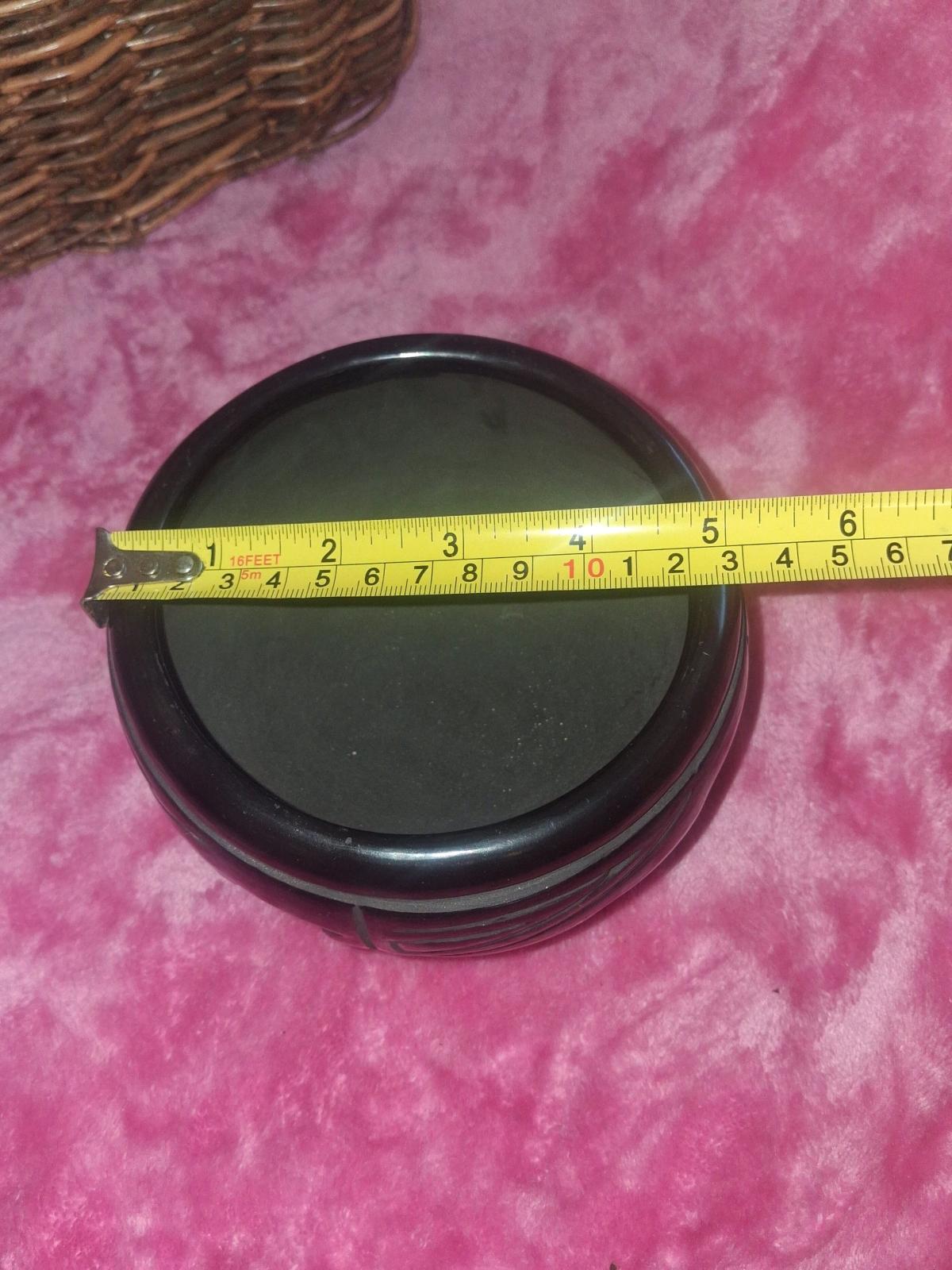 Vintage Santa Clara Pueblo Blackware Pottery Bowl  HandCarve