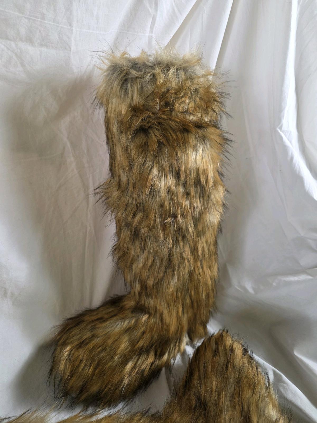 Knee High Black Faux Fur Boots
