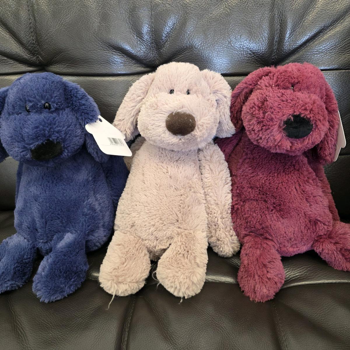 Rare HTF Jellycat Splootie Puppy Dog Plush Set  Retired Colo