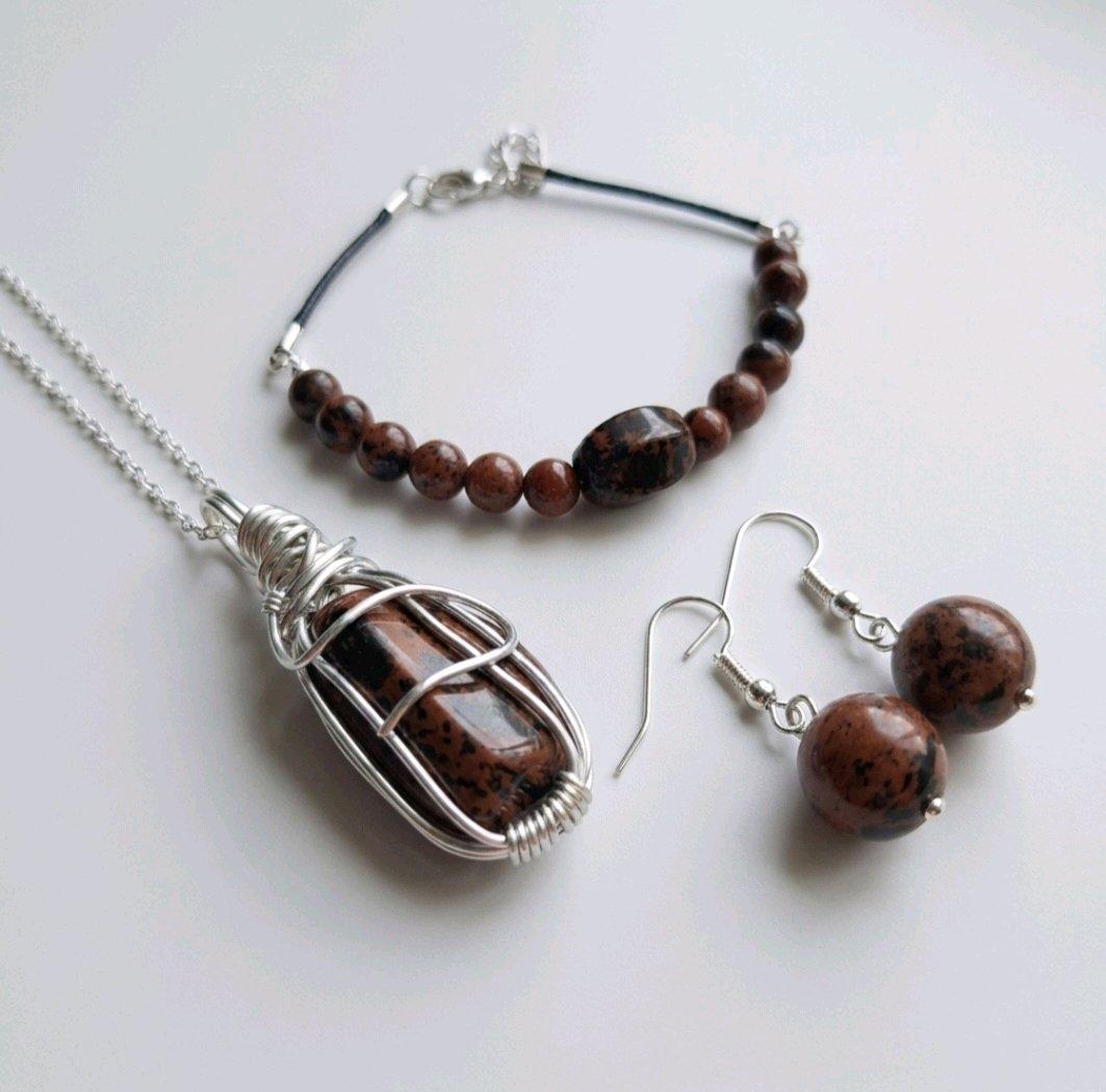 Handmade Wire Wrapped Jewelry Sets 3pcs