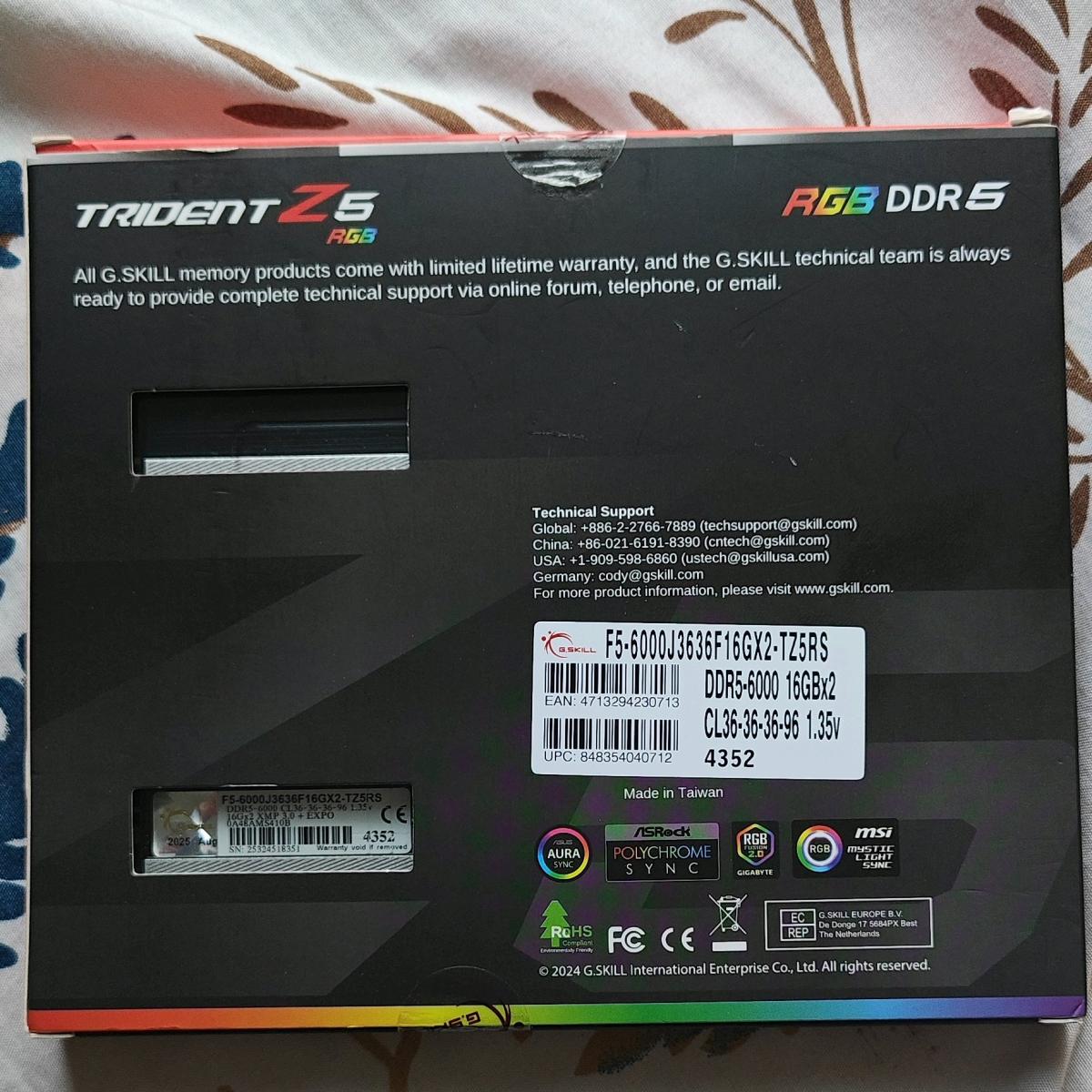 Gskill Trident Z5 Neo RGB 2x16gb Ddr5 6000mhz CL36