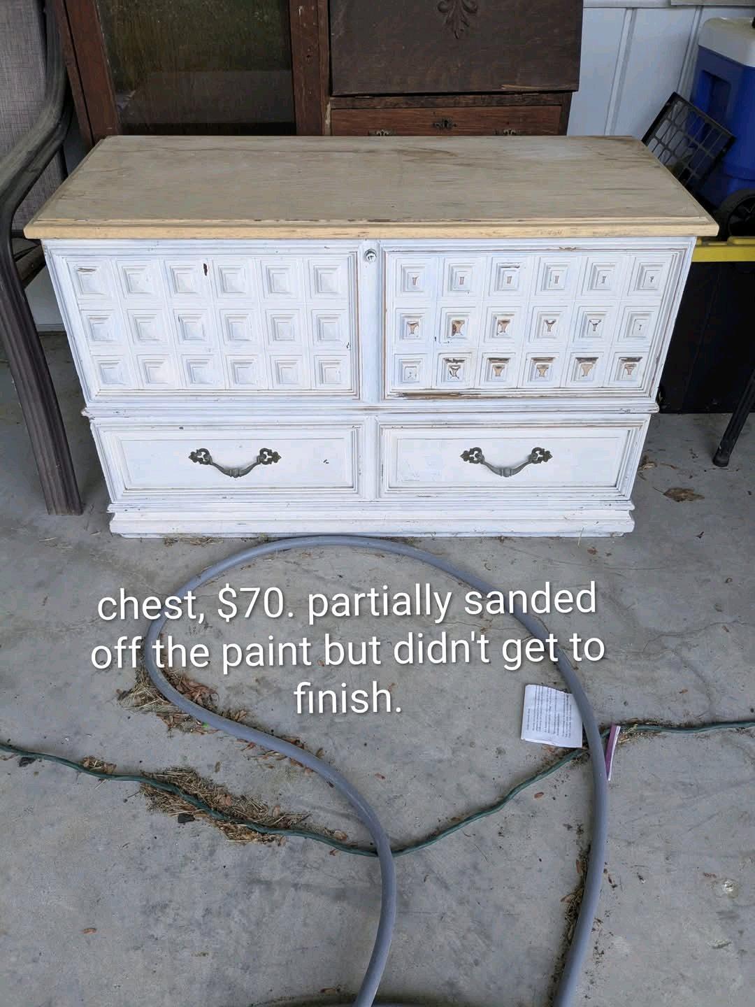 large antique chest painted decent condition