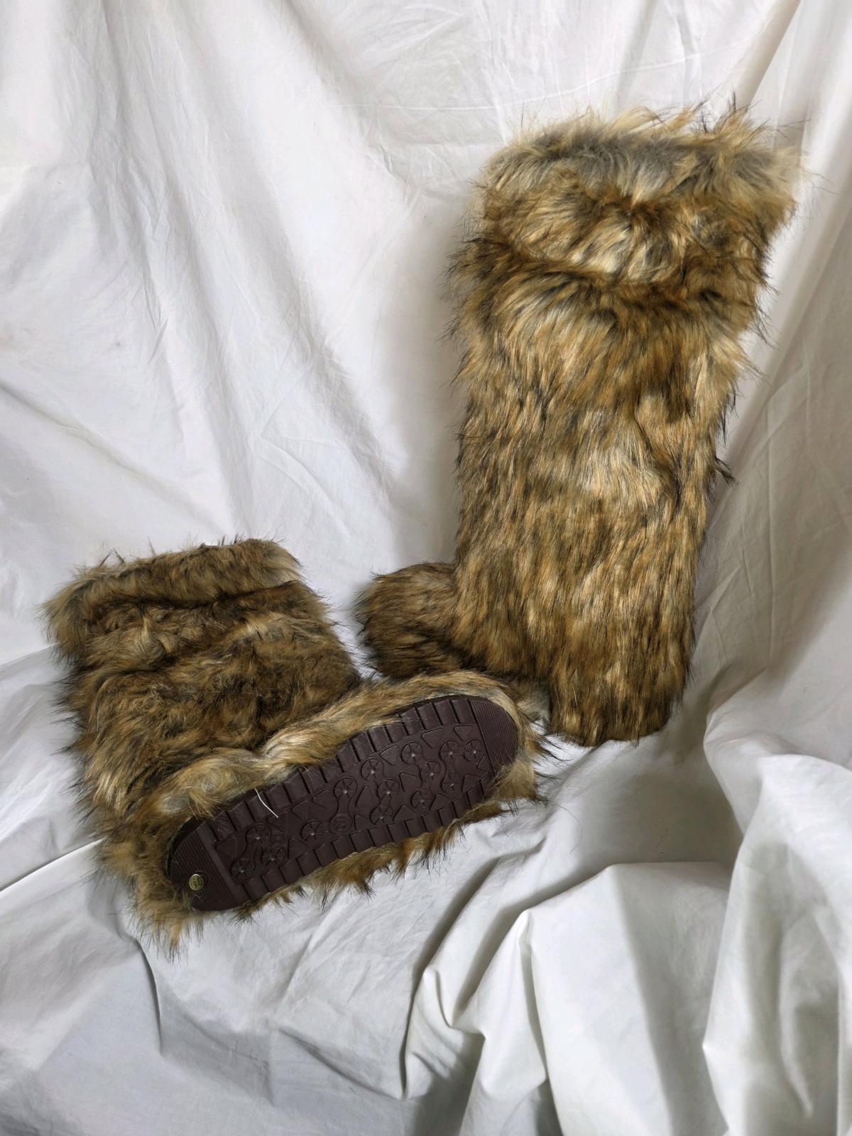 Knee High Black Faux Fur Boots