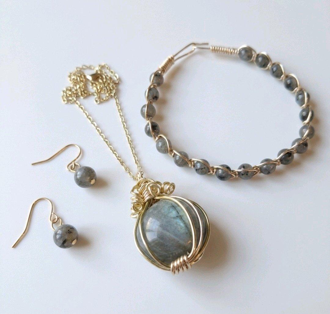 Handmade Wire Wrapped Jewelry Sets 3pcs