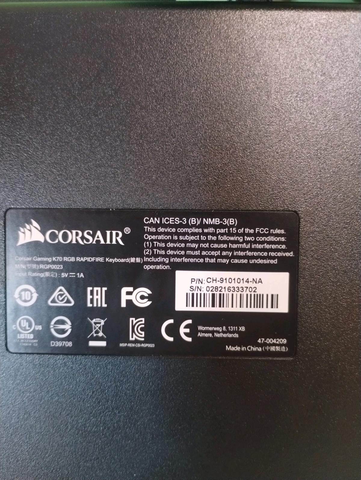 Wired Corsair RGB Mechanical Keys Gaming Keyboard