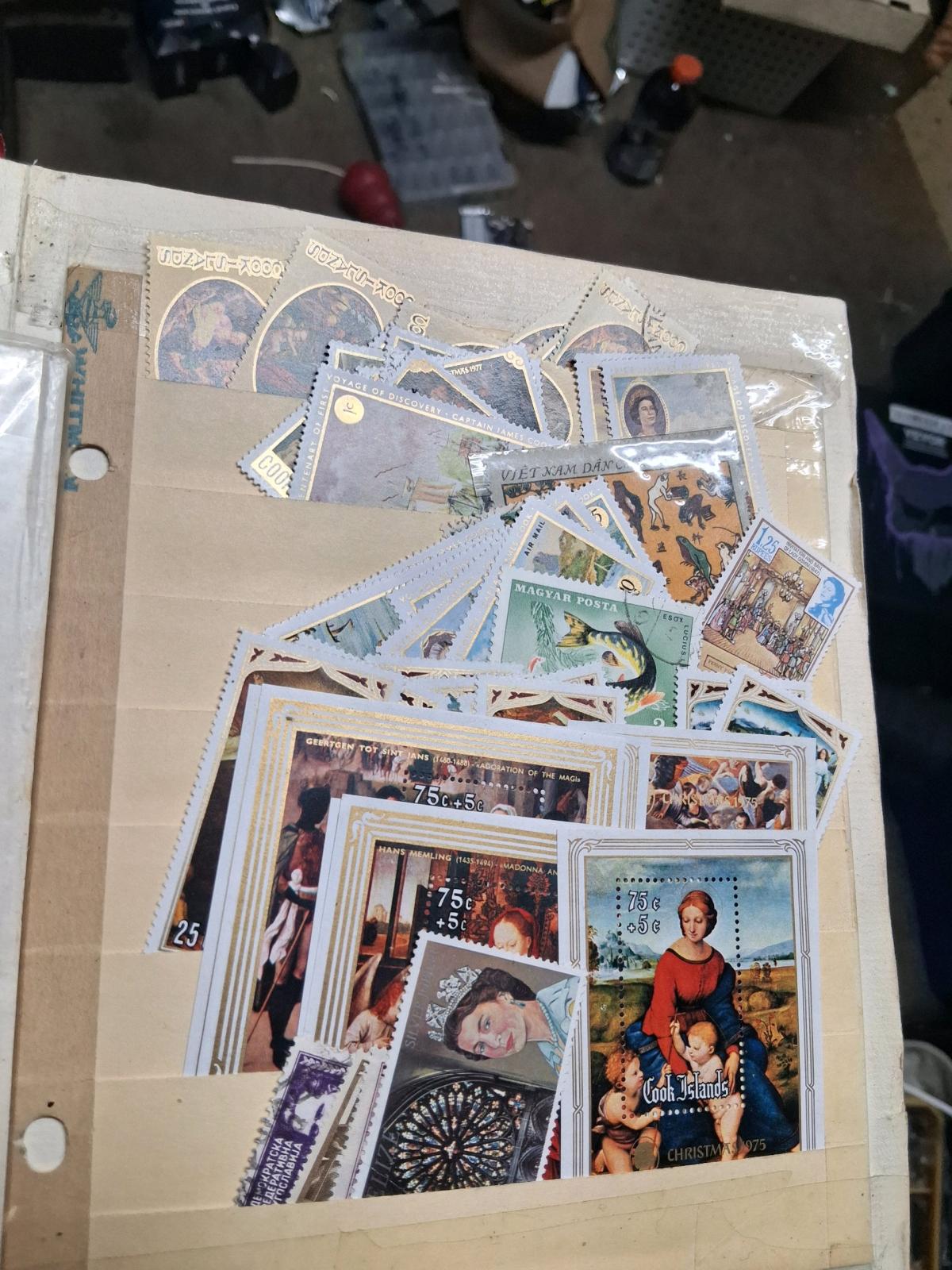 old antique 20 plus page front and back world stamp binder