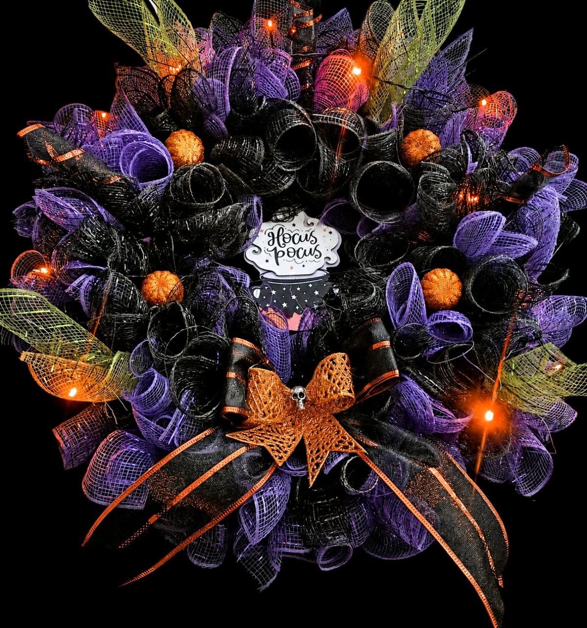 Handsome purple and black Halloween Wreath