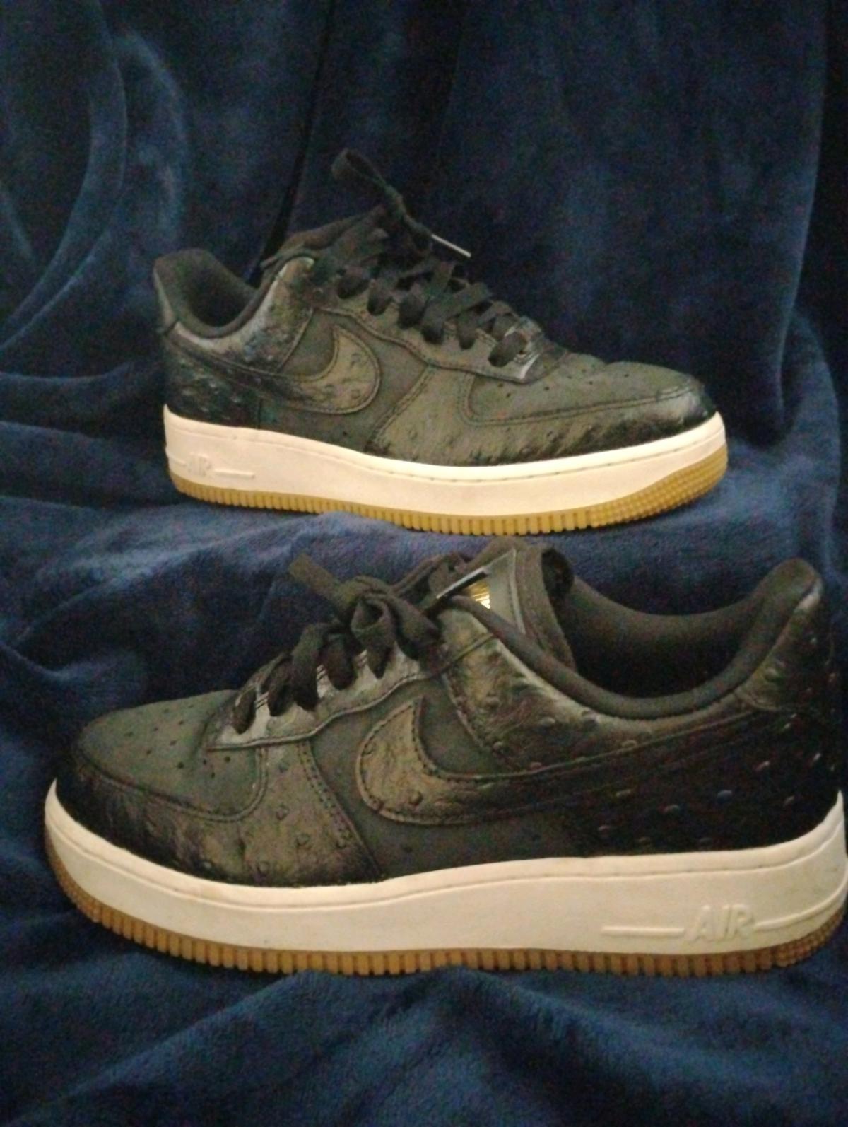 Black Nike Air Force 1 lowtop ostrichtextured leather